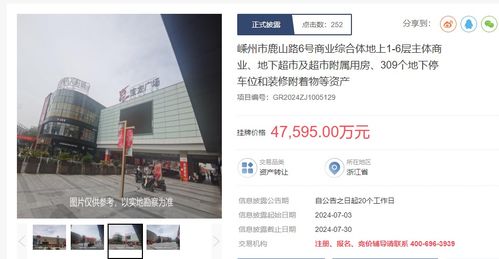 紹興嵊州寶龍廣場商業綜合體掛牌轉讓，掛牌價4.7億元